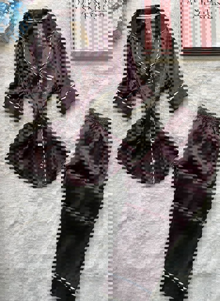 Victoria's Secret Midnight Velvet Satin Pajama Set