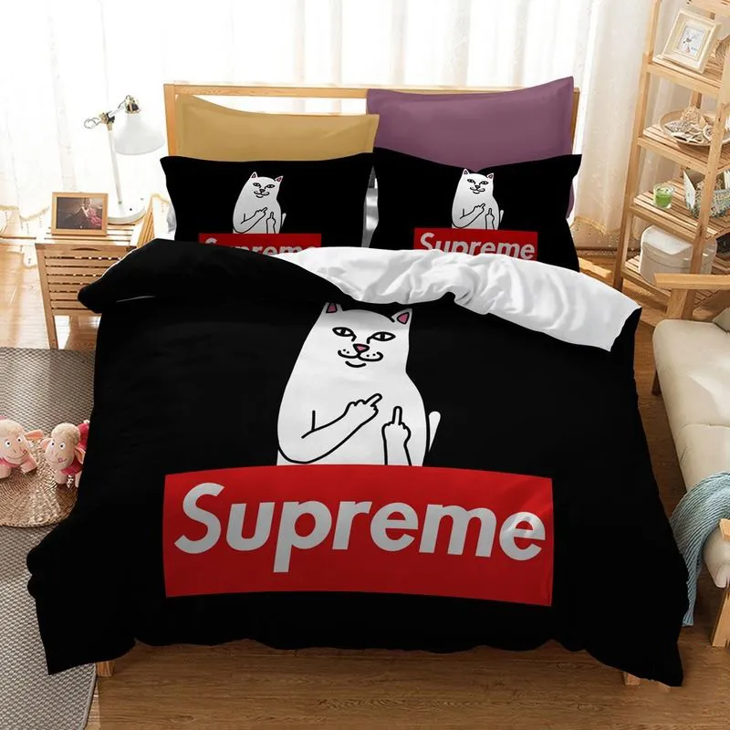 Funny supreme cat luxury brand bedding set bedspread duvet cover set home decor