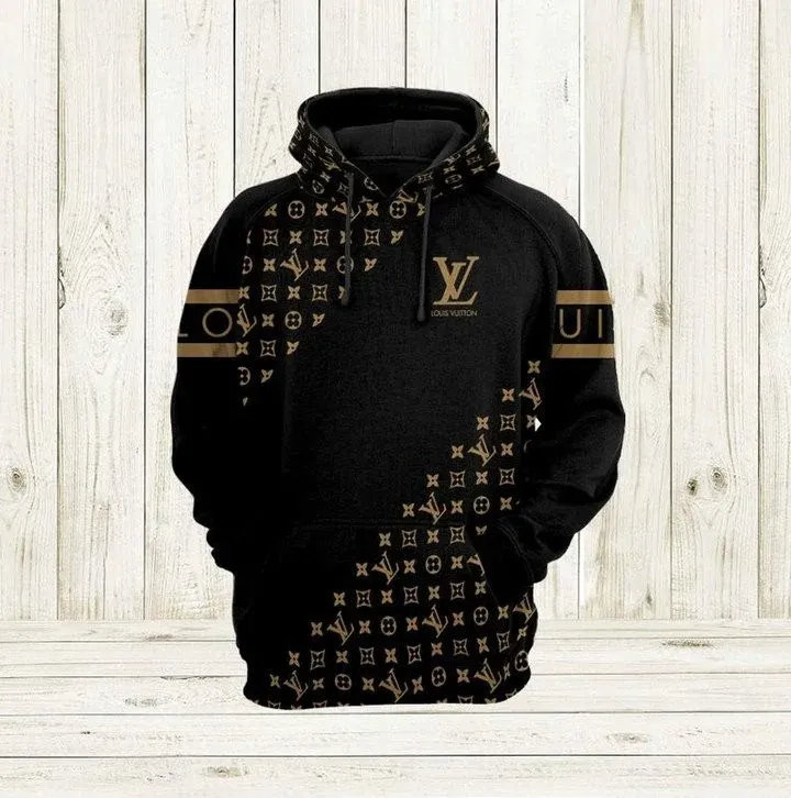 
                louis vuitton black luxury unisex premium hoodie luxury brand outfit for men women
            