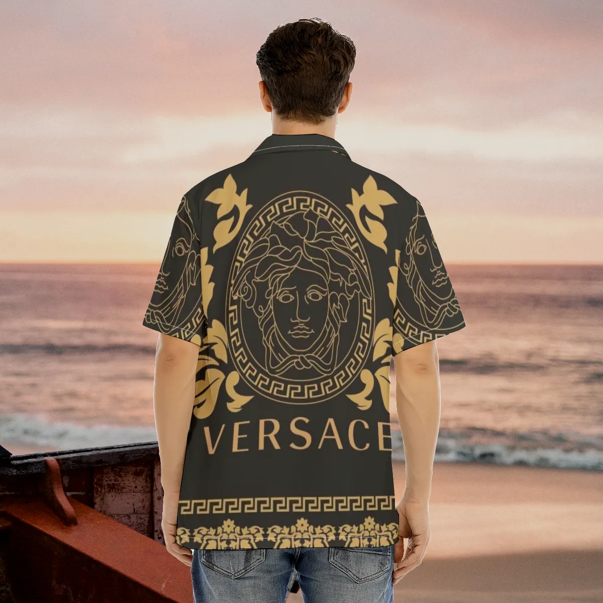  Versace black luxury brand premium fashion hawaii shirt for men 