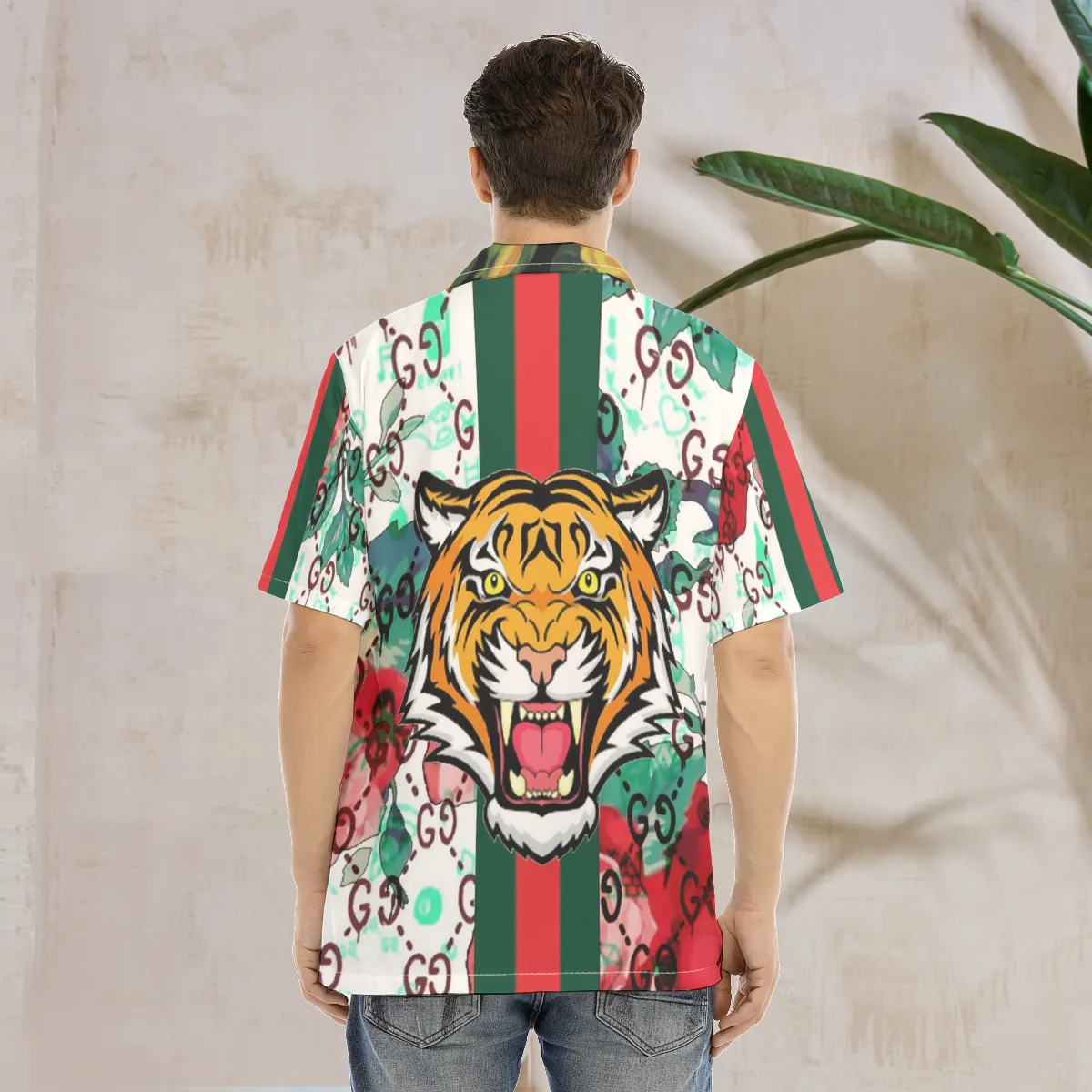  Gucci x Tiger luxury brand premium fashion hawaii shirt for men