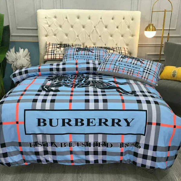Burberry Blue luxury brand bedding set bedspread duvet cover set