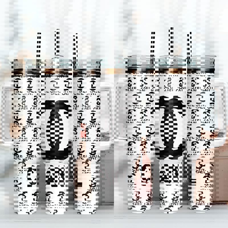 Black chanel logo 40oz stanley tumbler ktb1061