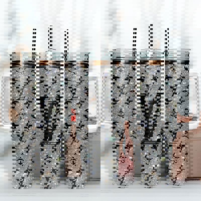 Bling lv logo pattern fashion stanley tumbler 40oz stanley tumbler ktb1151