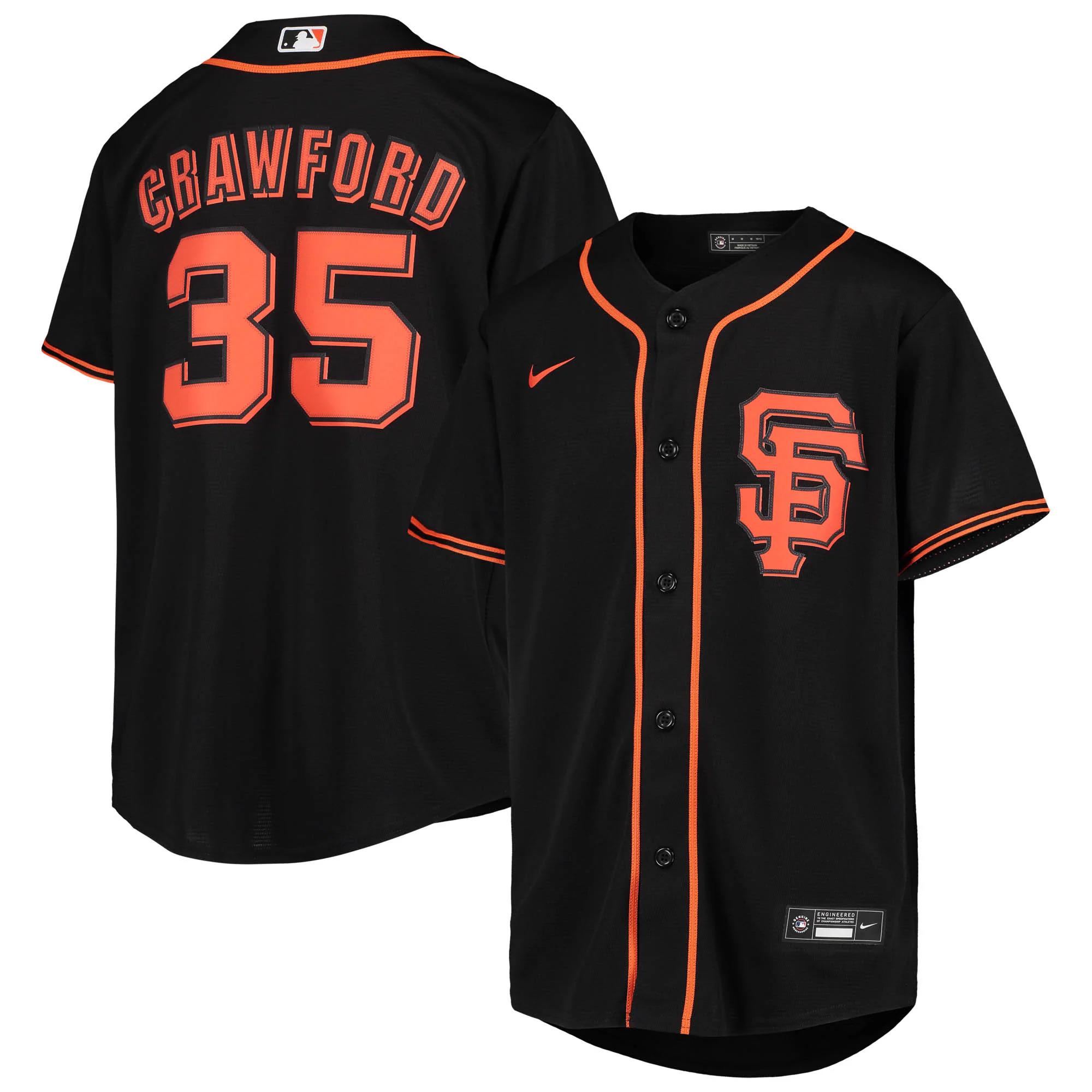 Brandon crawford san francisco giants nike youth alternate replica player jersey - black