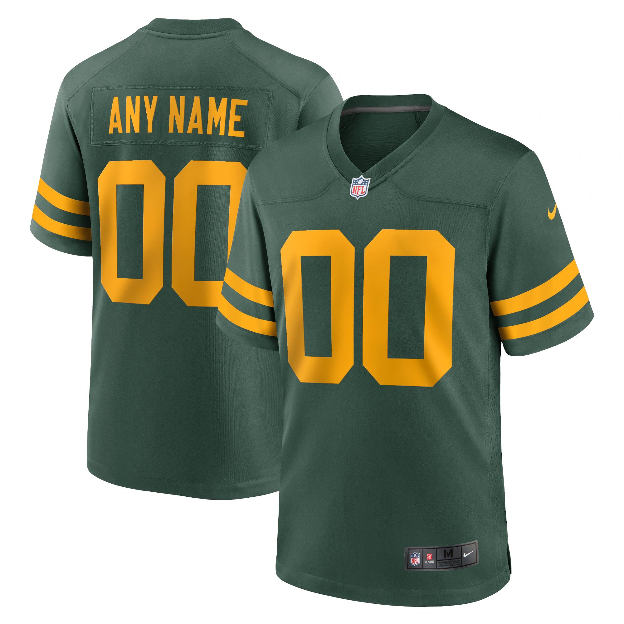 Green bay packers alternate custom jersey for nfl football fans