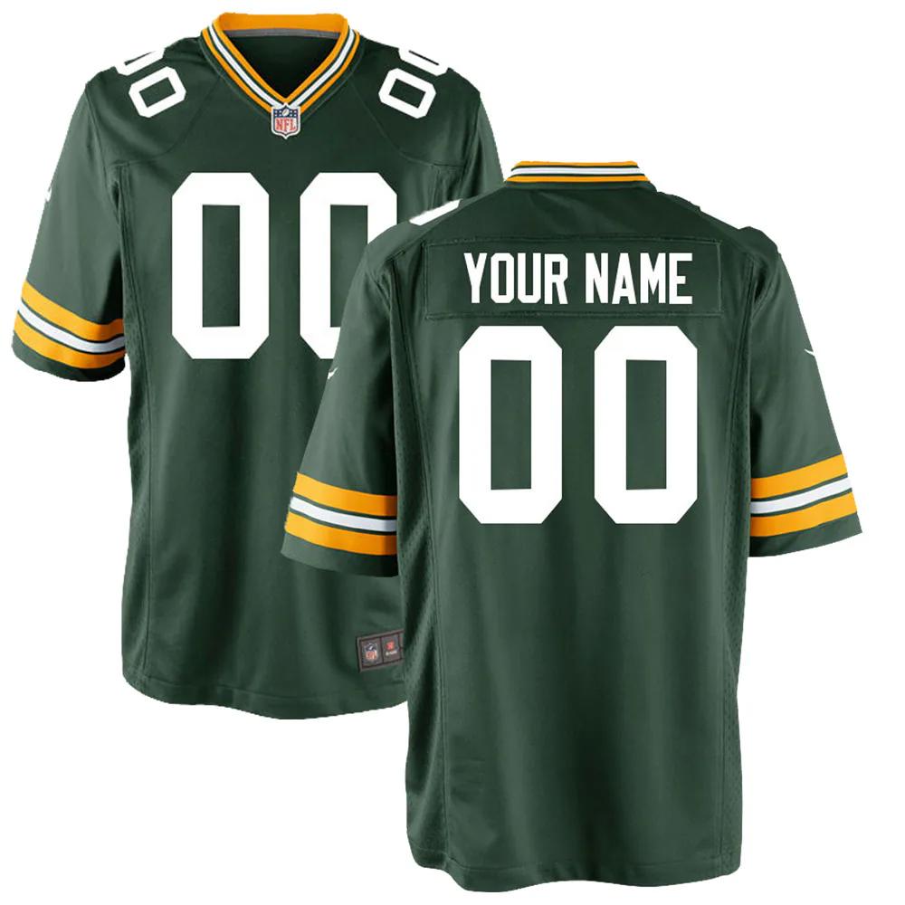 Green bay packers youth custom game jersey for nfl football fans