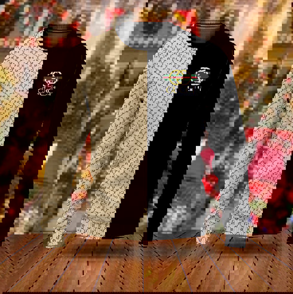 Gucci split luxury ugly christmas sweater ucs1010