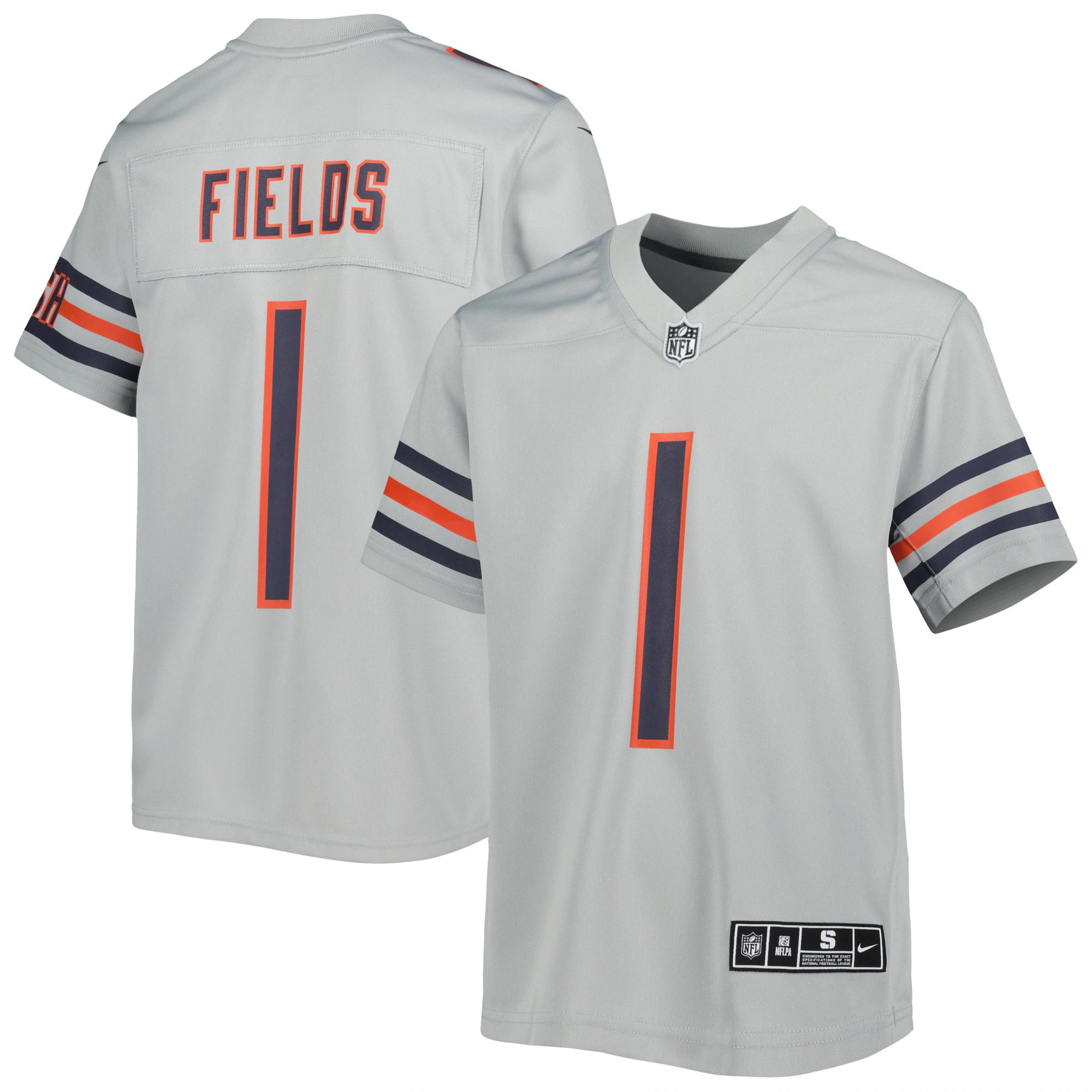 Justin fields chicago bears youth inverted game jersey for nfl football fans