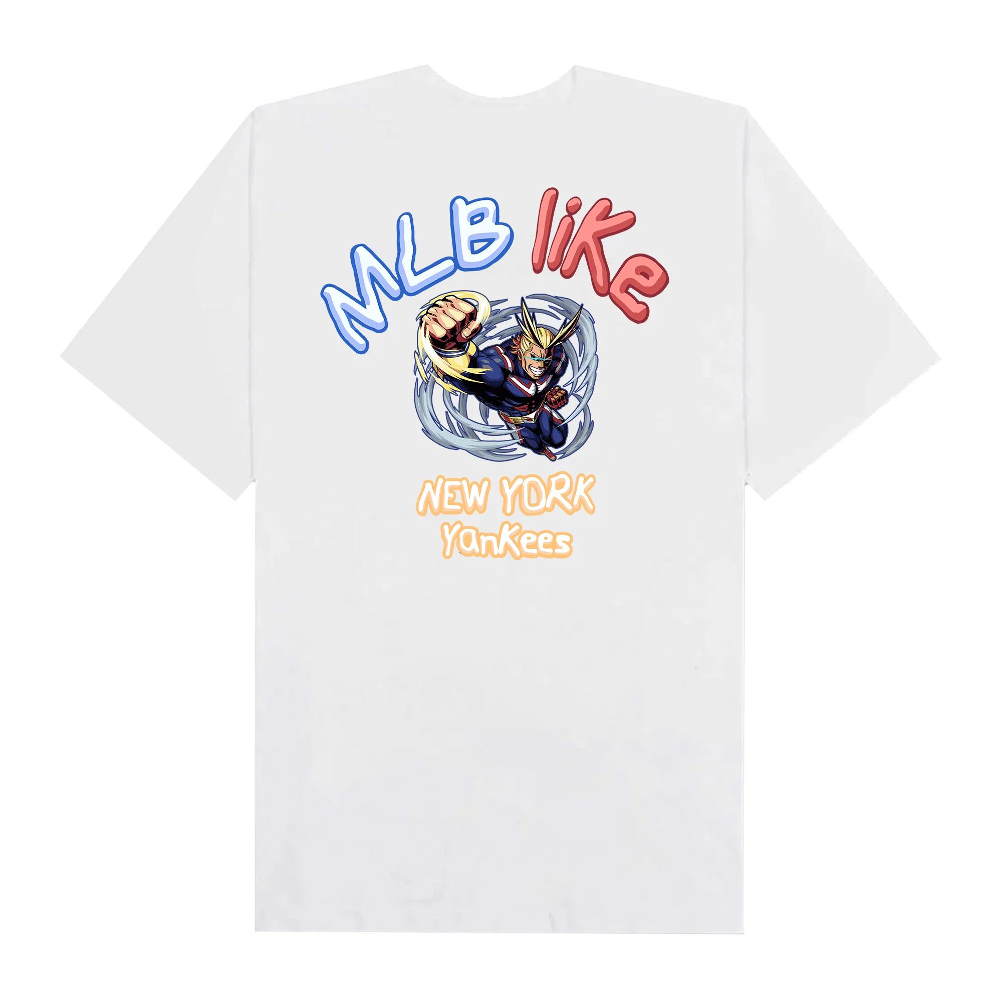 Mlb anime hero academy all might like yankees t-shirt