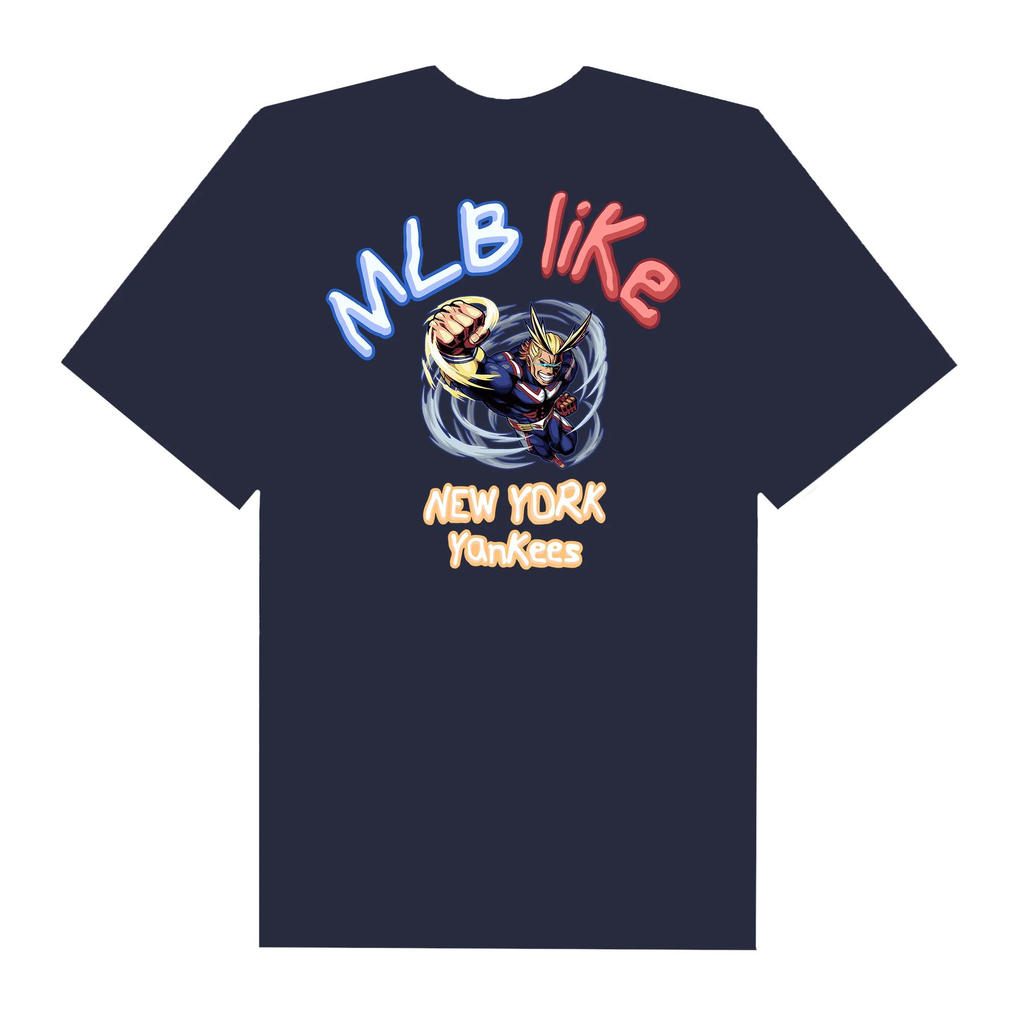 Mlb anime hero academy all might like yankees t-shirt