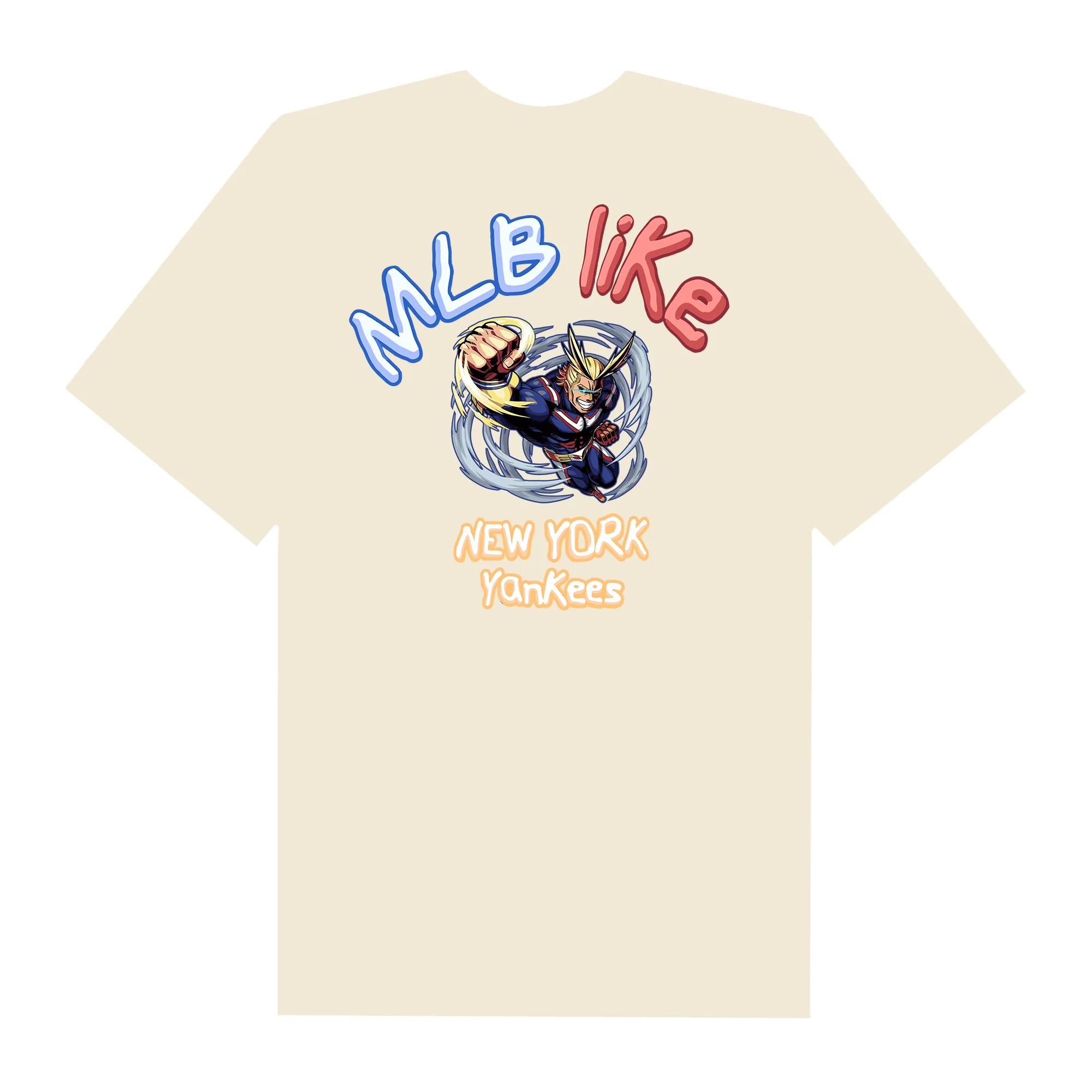 Mlb anime hero academy all might like yankees t-shirt