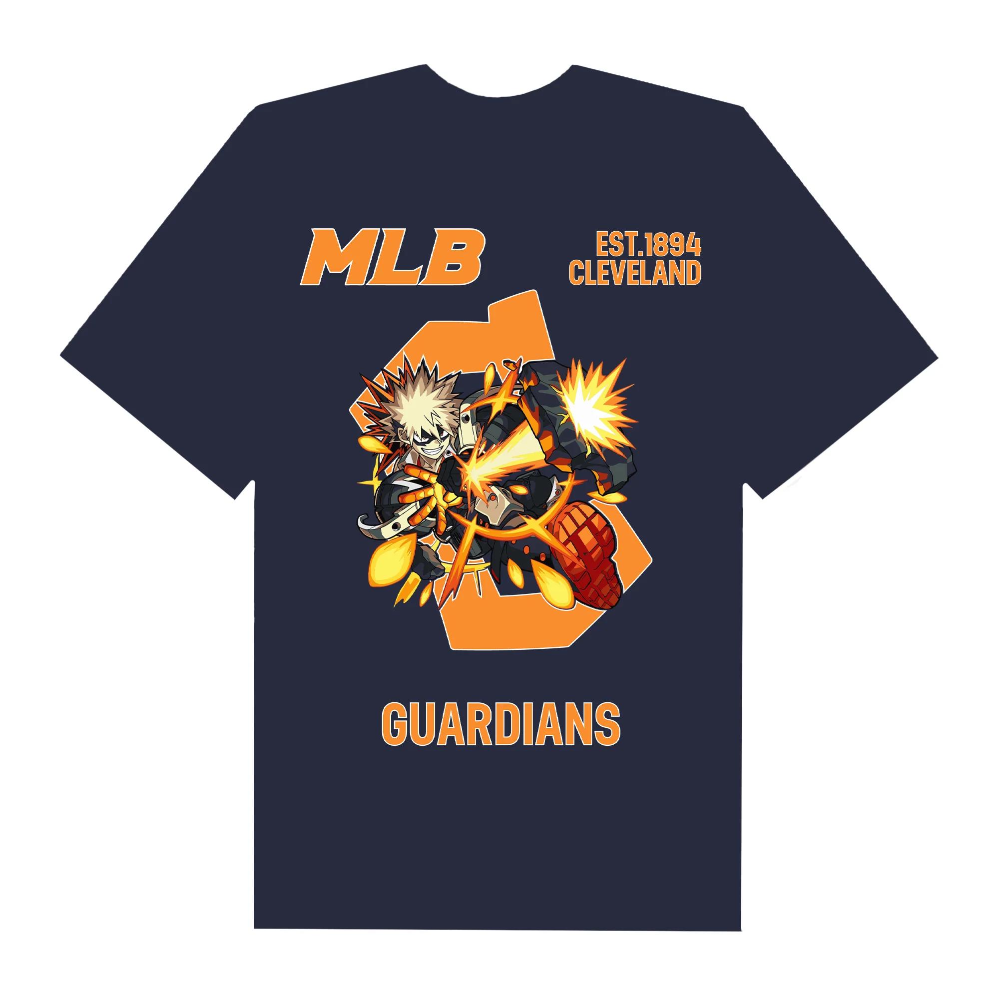 Mlb anime hero academy bakugo cleveland t-shirt