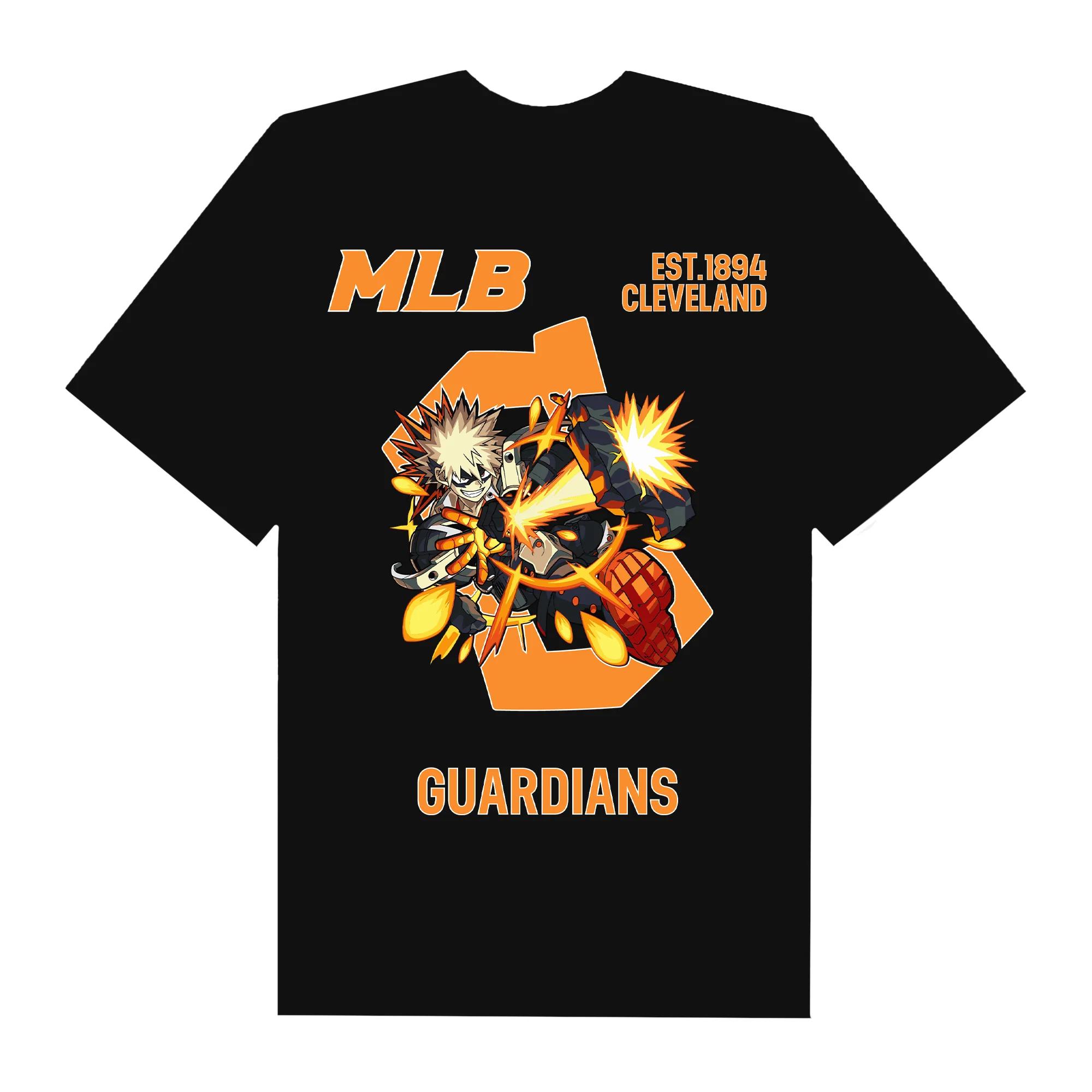 Mlb anime hero academy bakugo cleveland t-shirt