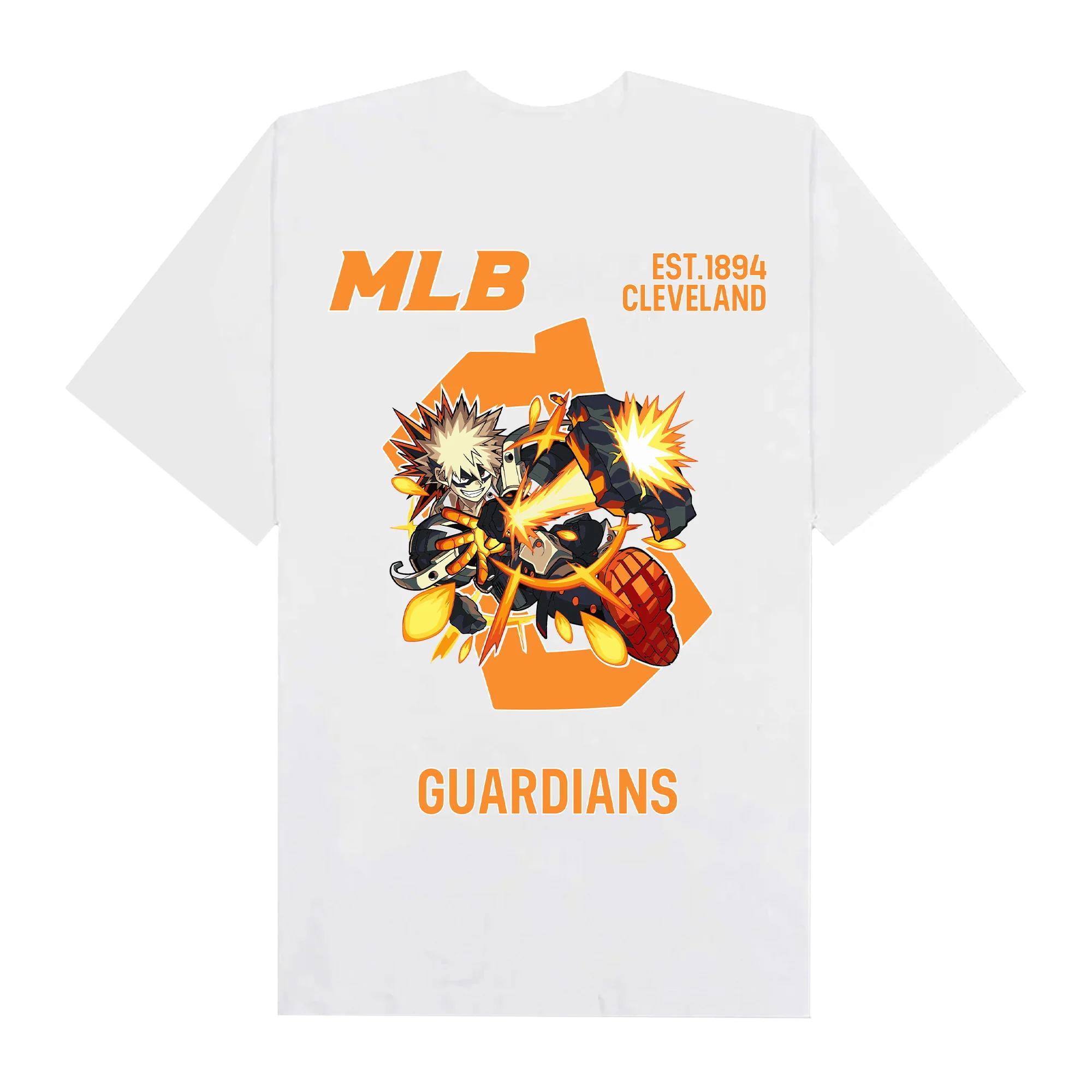 Mlb anime hero academy bakugo cleveland t-shirt