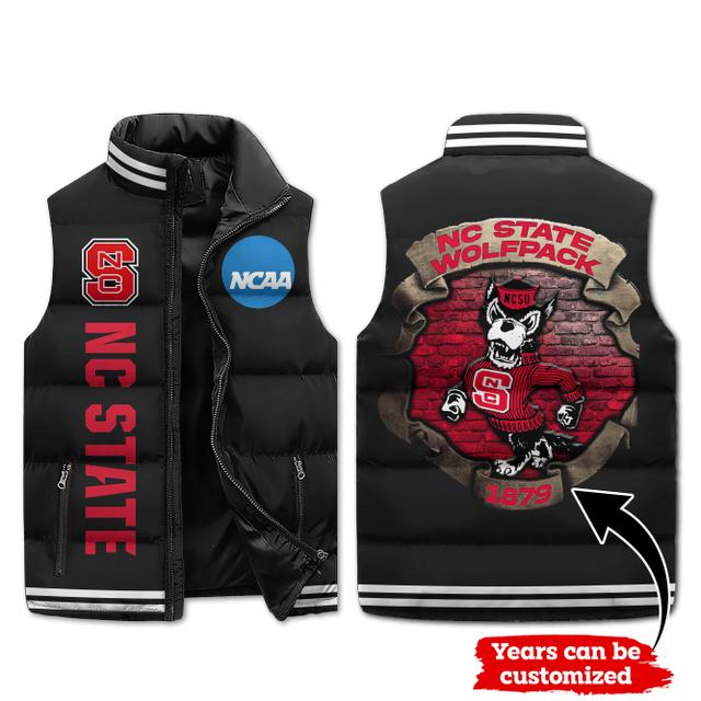 Nc state wolfpack ncaa sleeveless puffer jacket custom for fans gifts dt kp sjk0410001