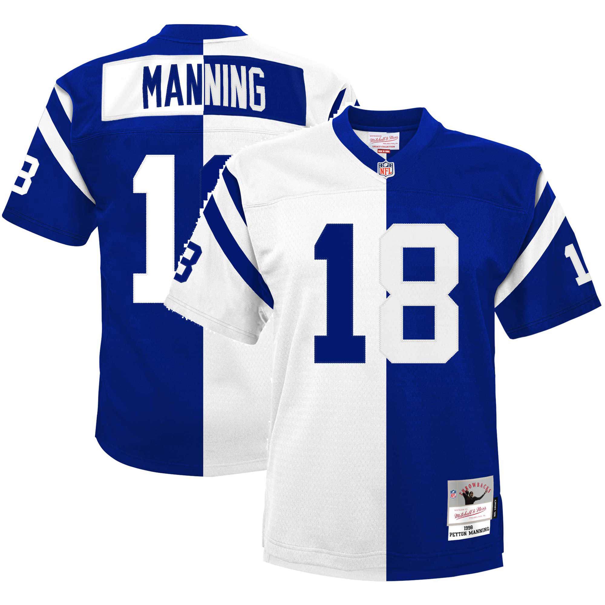 Peyton manning indianapolis colts mitchell & ness youth split legacy jersey for nfl football fans