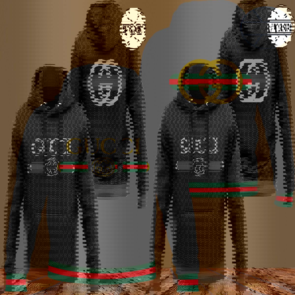 Gucci black unisex hoodie for men women luxury pullover nh140