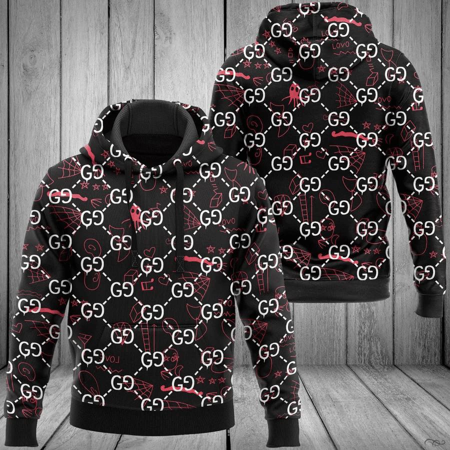 Gucci black unisex hoodie for men women luxury pullover nh241