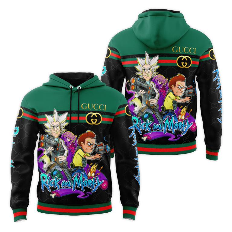 Gucci rick and morty unisex hoodie luxury brand gifts 2023 jh1992