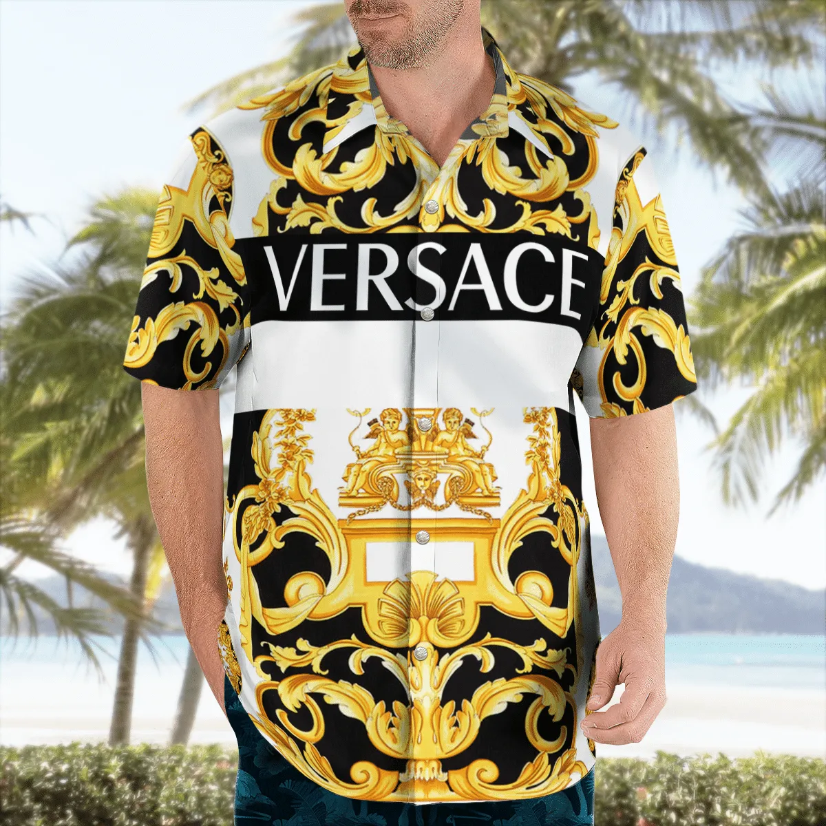 
versace golden luxury brand premium fashion hawaii shirt for men 41 hawaii shirt
