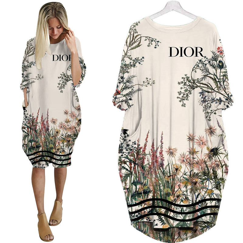Dior flower batwing pocket dress luxury brand clothing clothes outfit for women hot 2023