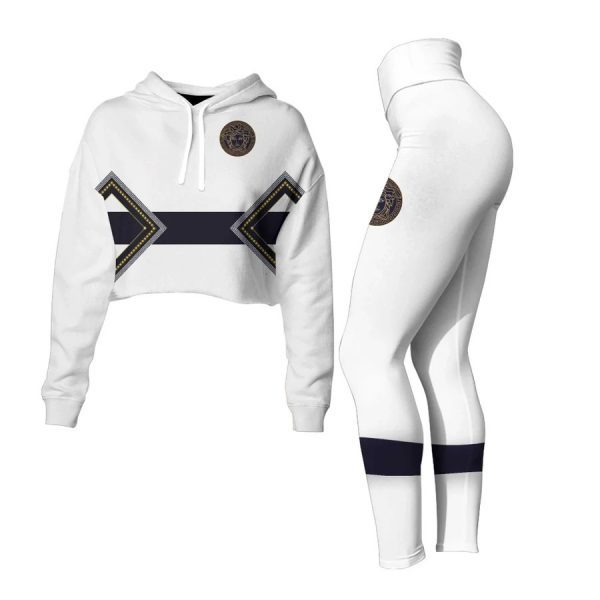 
            black versace white croptop hoodie leggings for women luxury brand clothing clothes outfit for women
          