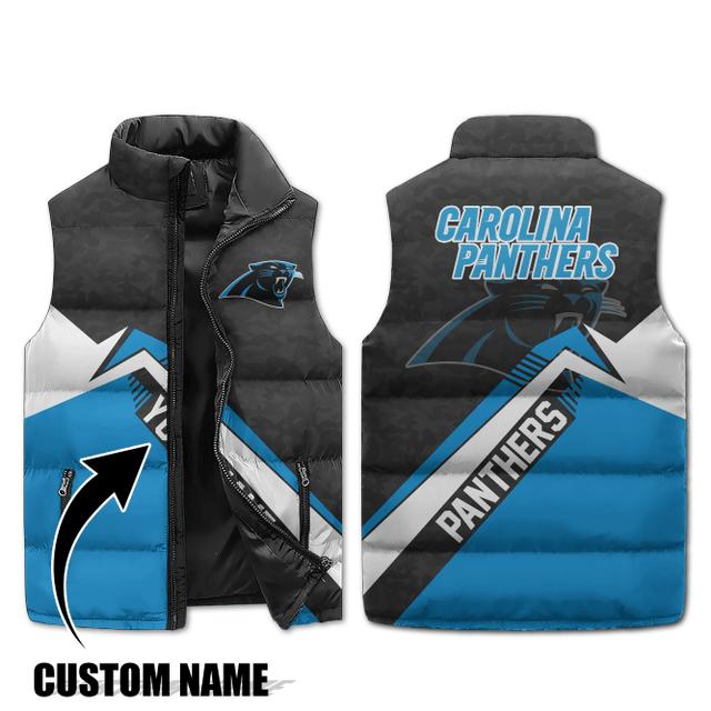 Carolina panthers nfl long sleeveless puffer custom jacket custom for fans gifts dt kp sjk0310001