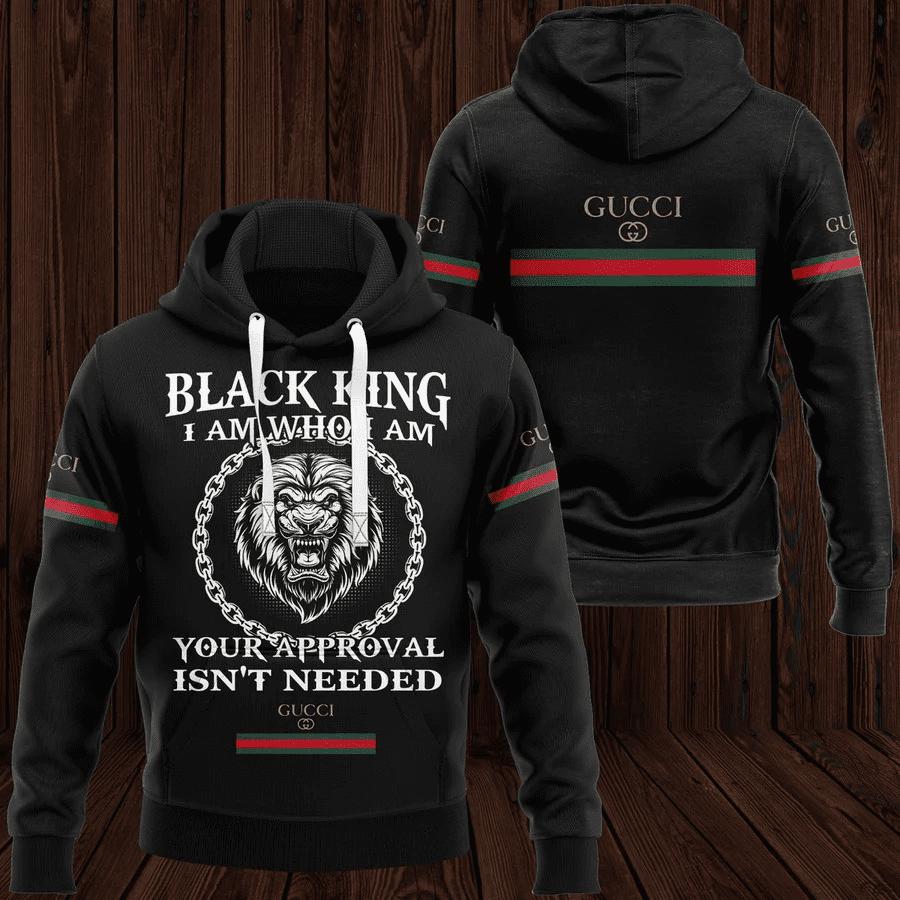 Gucci black king unisex hoodie for men women luxury pullover nh314