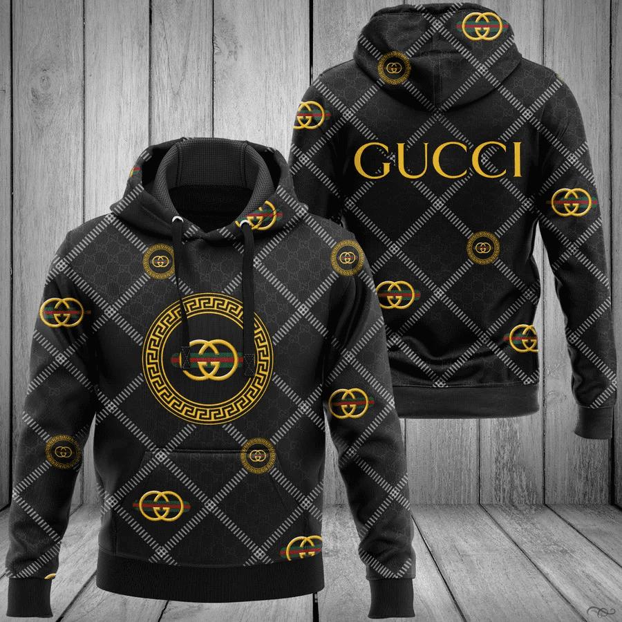 Gucci black unisex hoodie for men women luxury pullover nh170