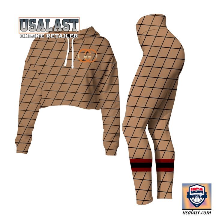 
            gucci caro luxury crop top hoodie legging set for women luxury brand clothing clothes outfit for women
          