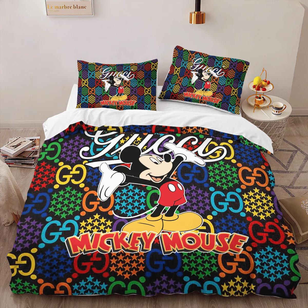 
                    
                gucci mickey mouse new fashion logo premium luxury brand high-end bedding set lv home decor
            
                