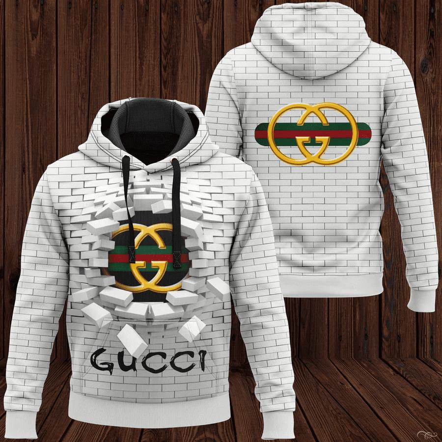 Gucci white unisex hoodie for men women luxury pullover nh304