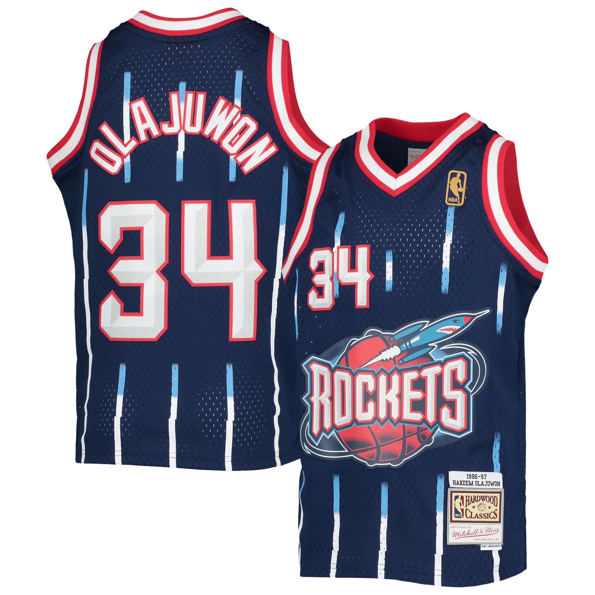 Hakeem olajuwon houston rockets mitchell & ness youth 1996-97 hardwood classics swingman jersey for nba basketball fans 