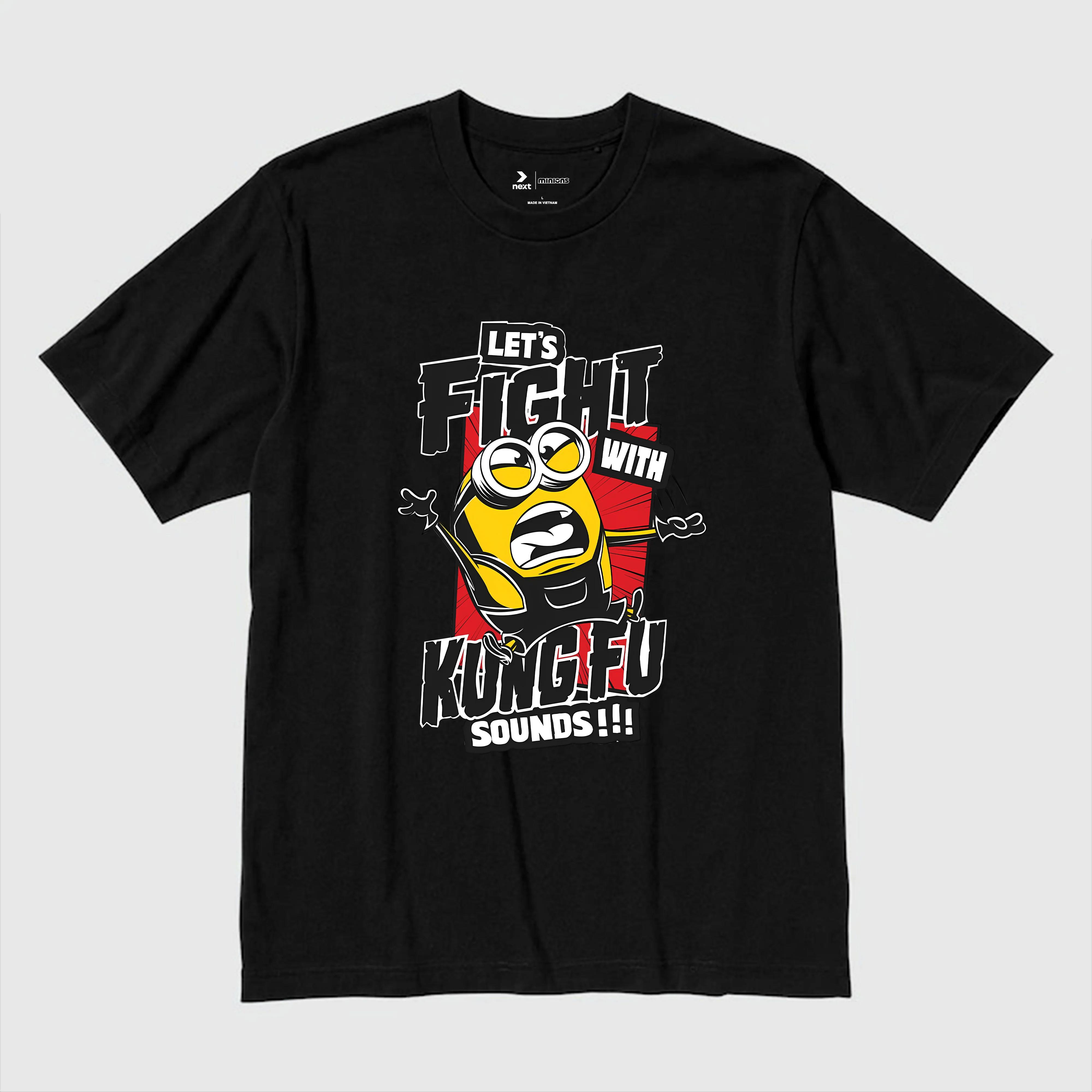 Minions figh with kung-fu sounds t-shirt / đen