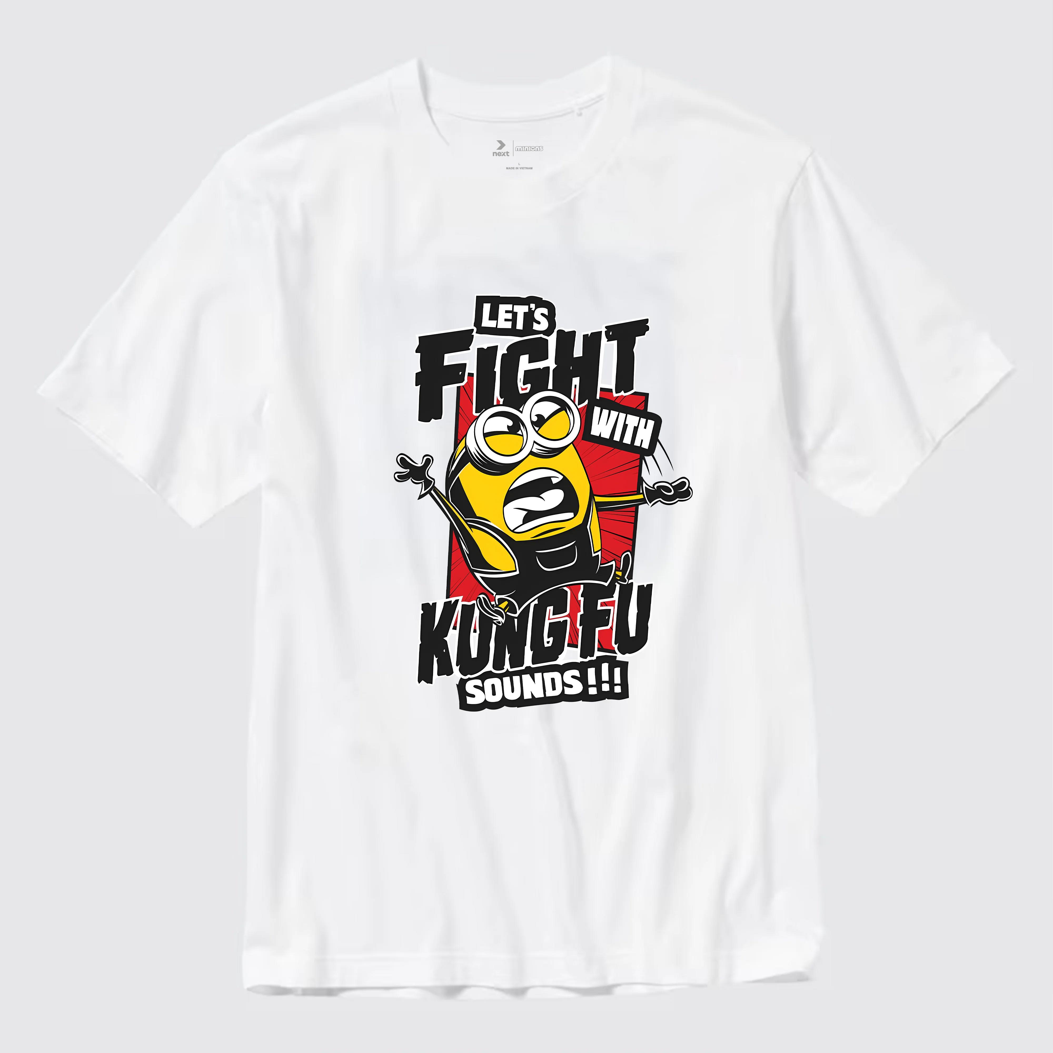 Minions figh with kung-fu sounds t-shirt / trắng