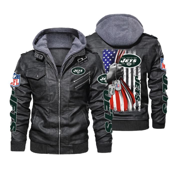 Nfl new york jets hold american flag 2d leather jacket lj2023