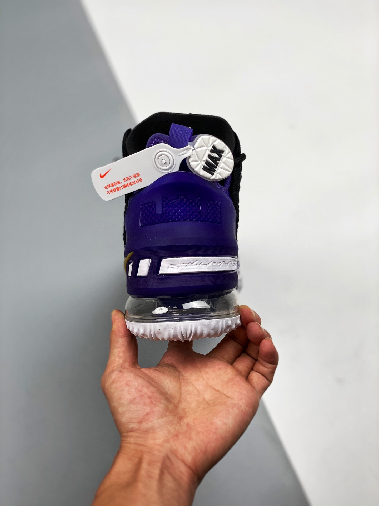 Nike lebron 18 lakers black metallic gold-court purple-white for sale