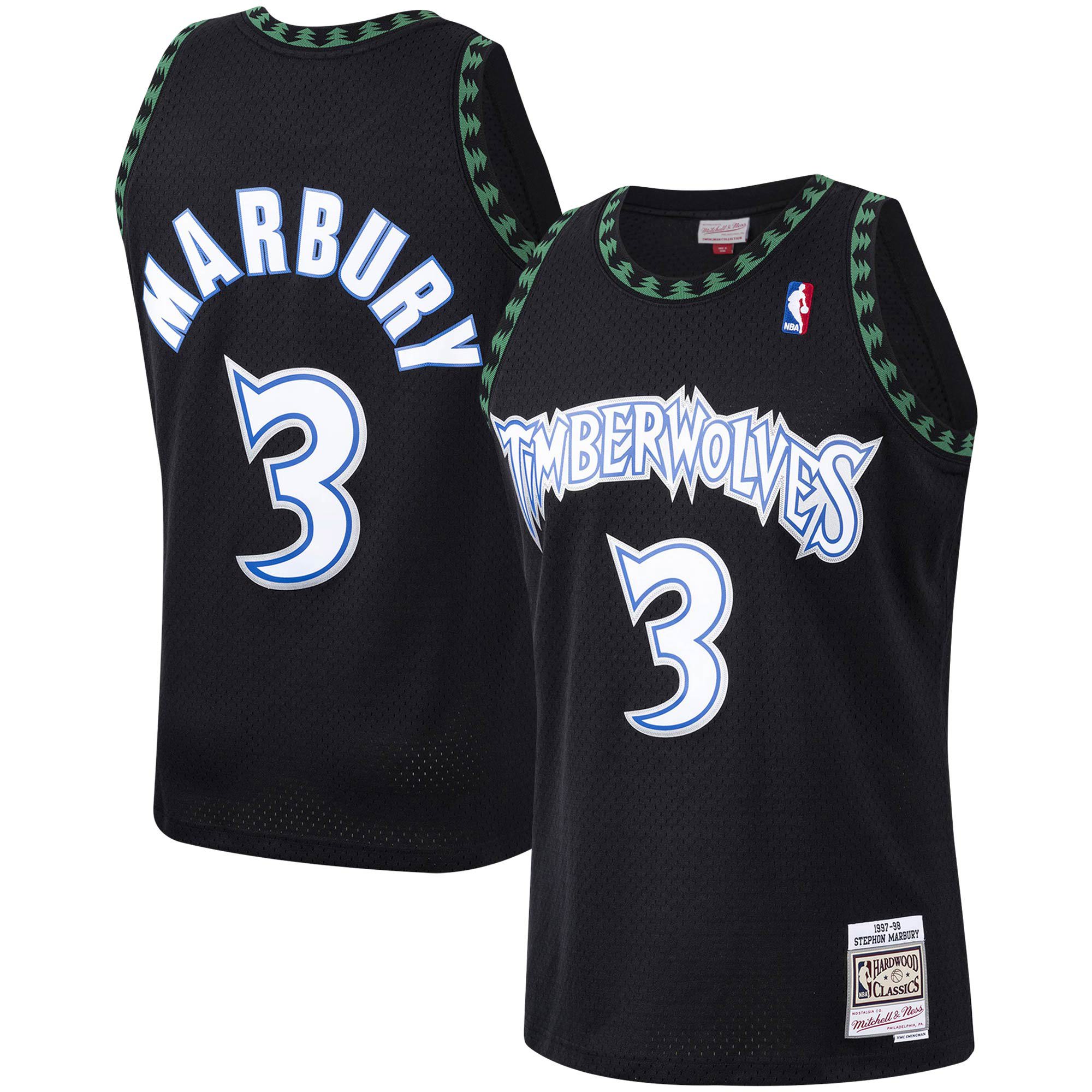 Stephon marbury minnesota timberwolves mitchell & ness 1997-98 hardwood classics swingman player jersey for nba basketball fans 