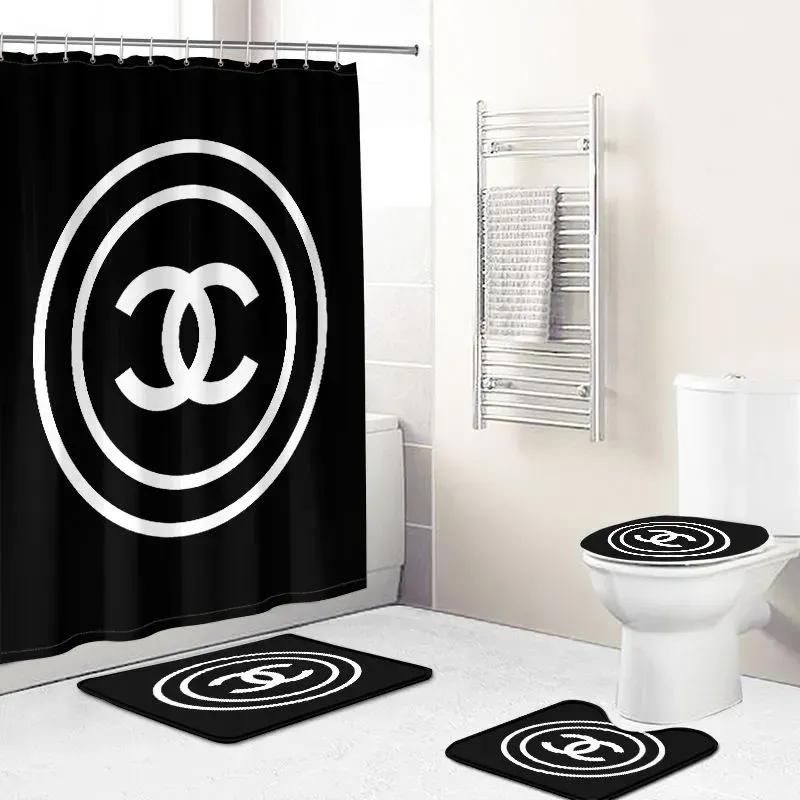 
                chanel black white circle fashion logo limited luxury brand bathroom set home decor
            