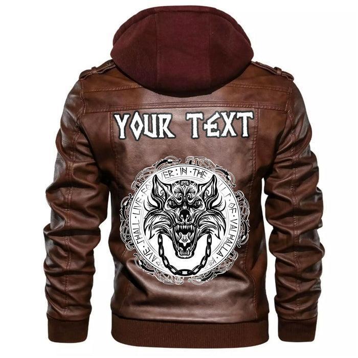 
Custom Fenrir Wolf and Old Runes Leather Jacket A35 hot Baseball Jacket 2025 3DBJ6524