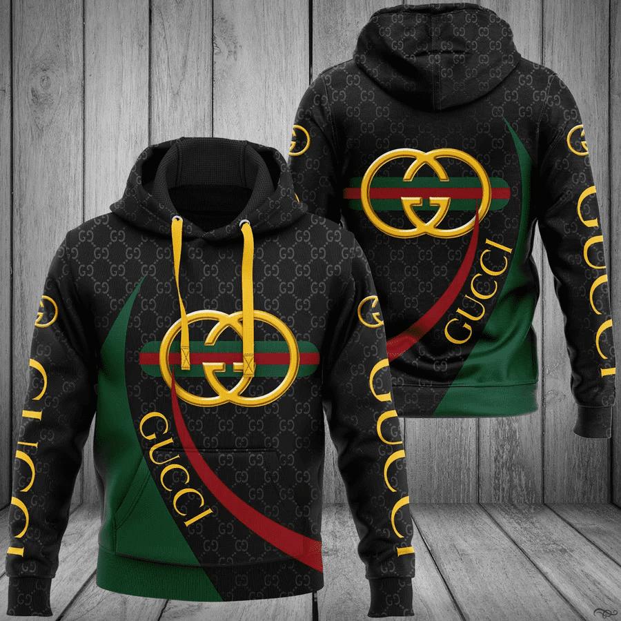 Gucci black green unisex hoodie for men women luxury pullover nh244