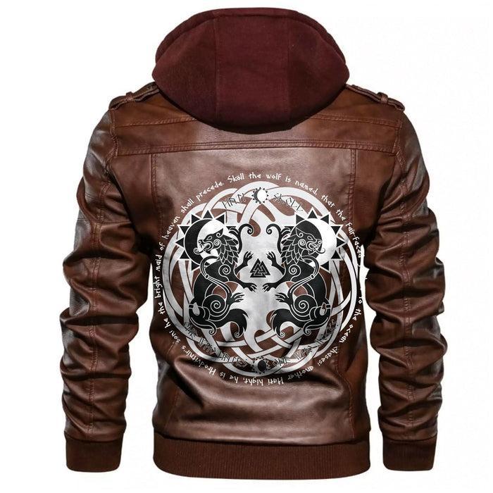 
Hati and Skoll Runes Leather Jacket A35 hot Baseball Jacket 2025 3DBJ900