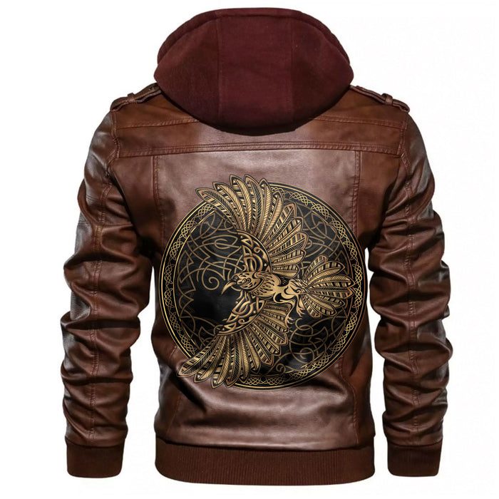 
Golden Odin’s Celtic Raven Leather Jacket A35 hot Baseball Jacket 2025 3DBJ9905