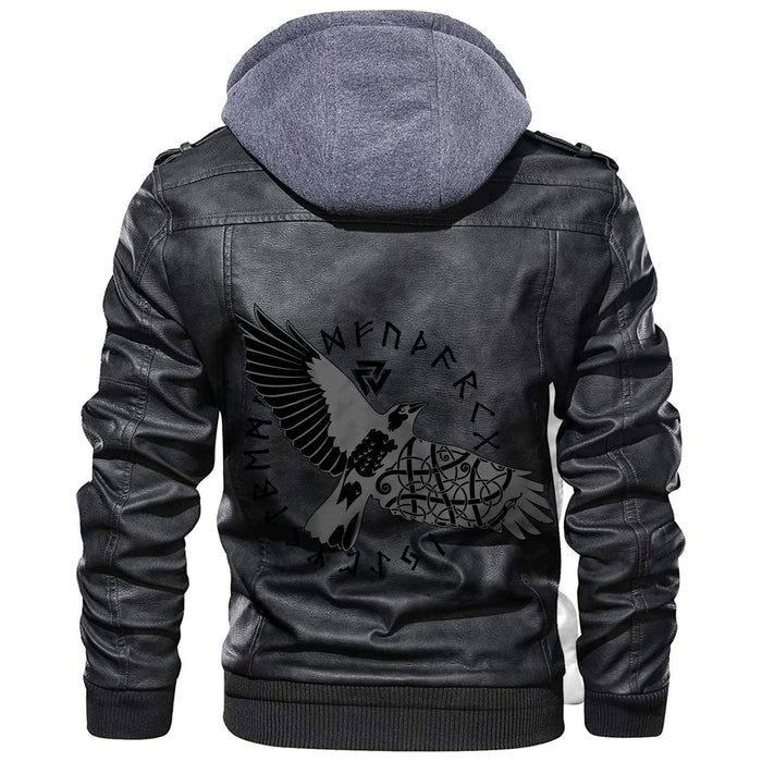 
Flying Black Raven In A Circle Of Scandinavian Runic Symbols Leather Jacket A35 hot Baseball Jacket 2025 3DBJ7641