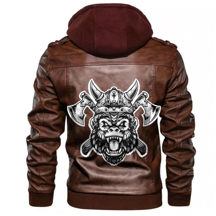 
Gorilla Head With Helmet And Axe Leather Jacket A35 hot Baseball Jacket 2025 3DBJ7734