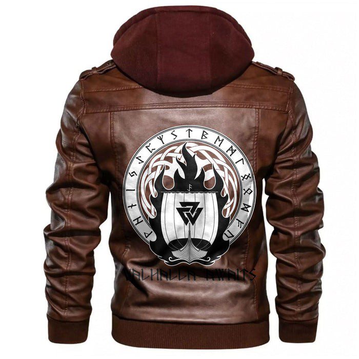 
Drakkar On Fire And Norse Runes Leather Jacket A35 hot Baseball Jacket 2025 3DBJ7571