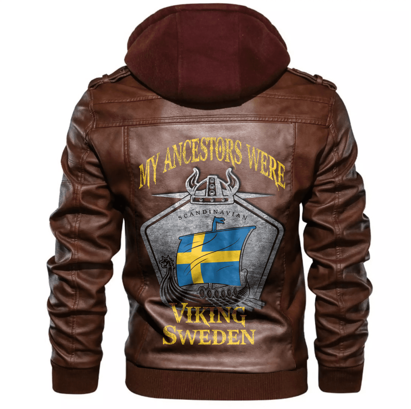 
Viking Sweden Drakkar Zip Leather Jacket A31 hot Baseball Jacket 2025 3DBJ285