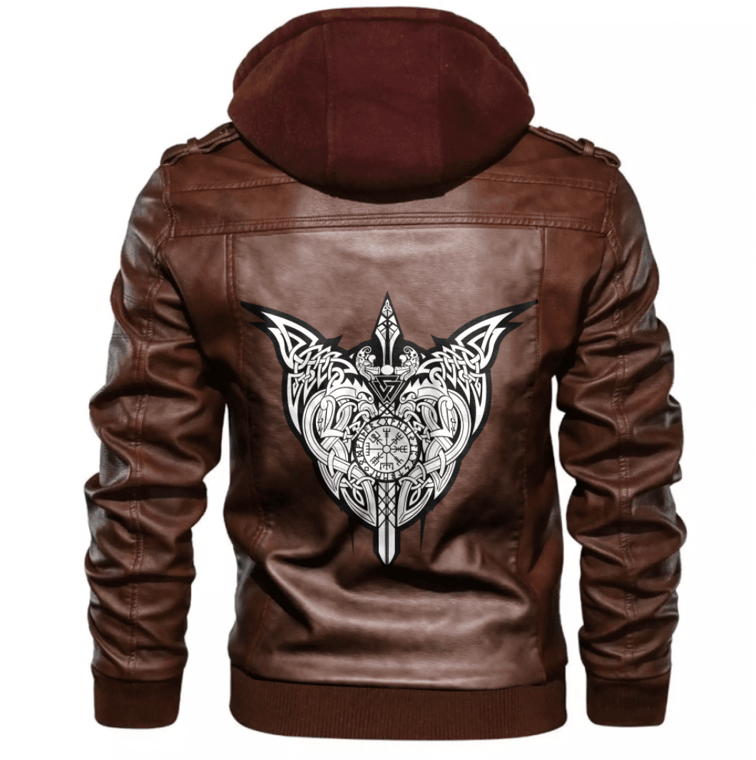 
VIking Spear Odin Zip Leather Jacket A31 hot Baseball Jacket 2025 3DBJ6203