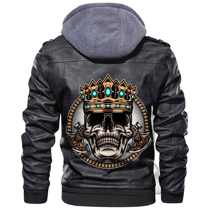 
King Skull With Axe Leather Jacket A35 hot Baseball Jacket 2025 3DBJ7694